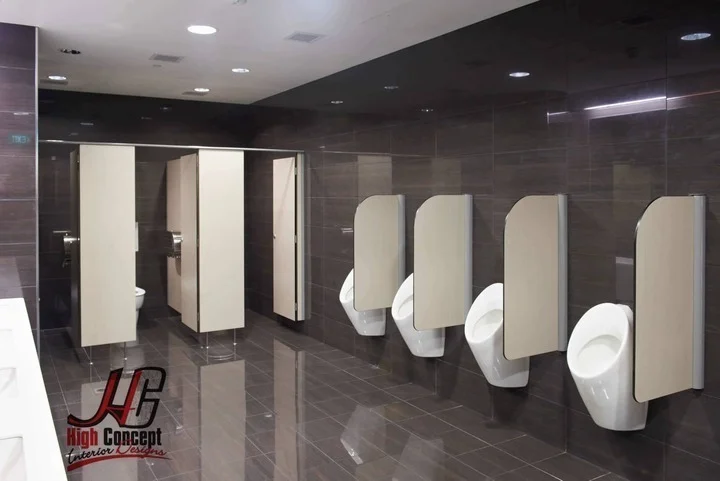 Compact HPL toilet partitions and urinal dividers